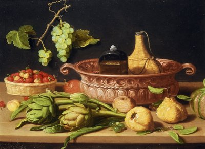 Uma vida ainda com alcachofras (óleo em cobre) de Jan van Kessel the Elder